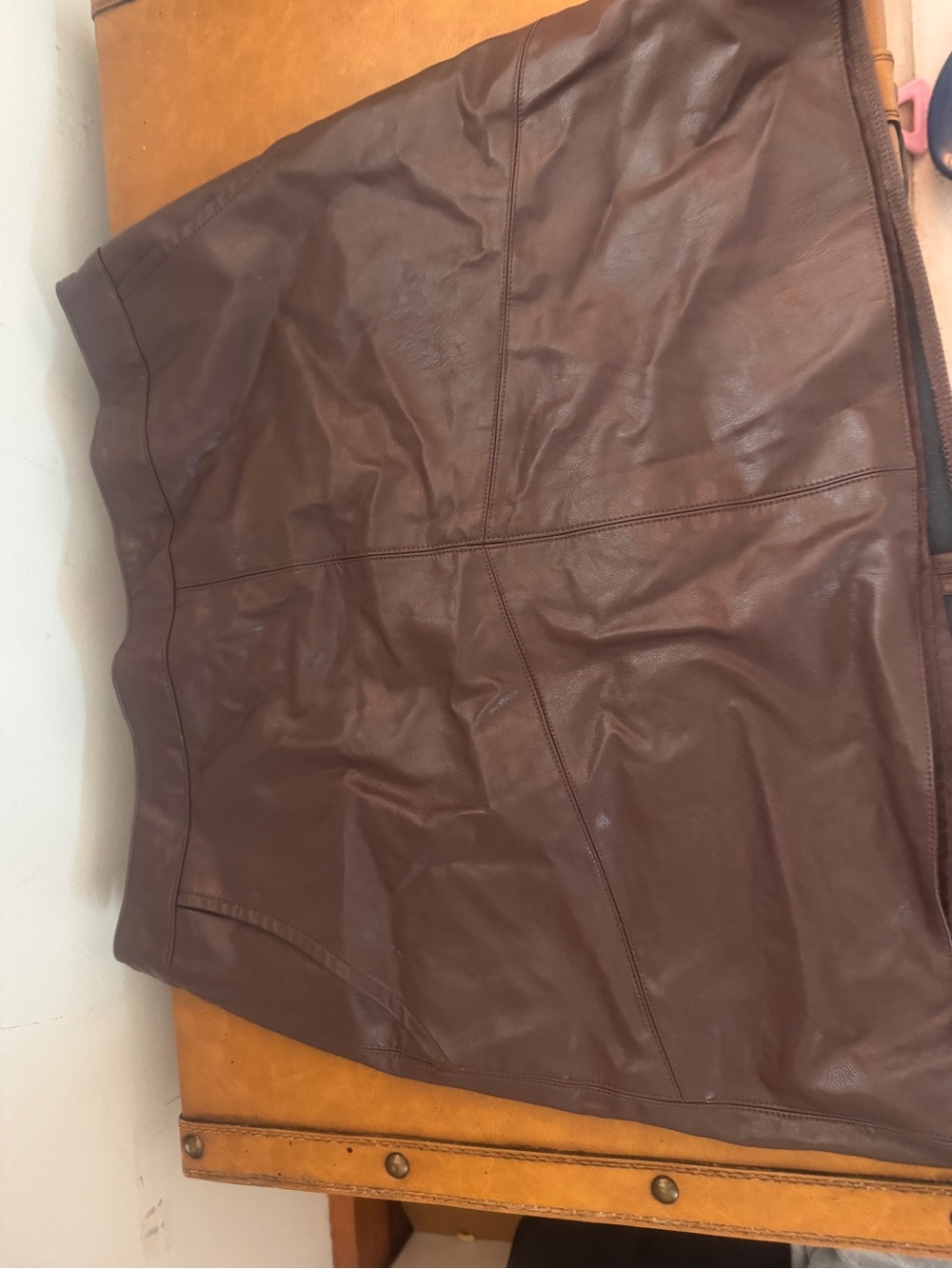 Women's Brown Faux Leather Skirt